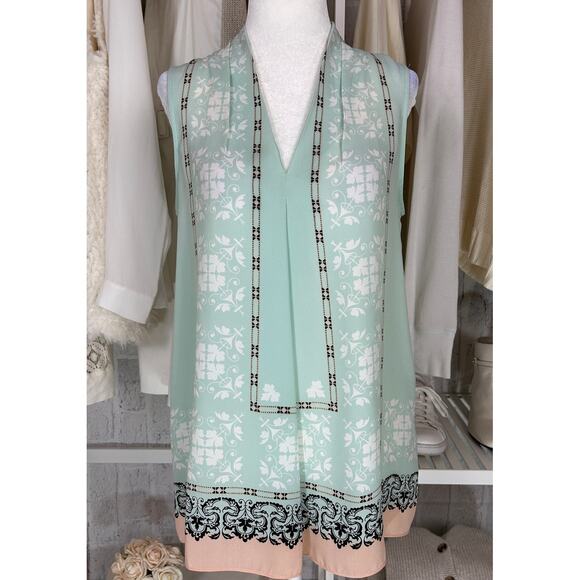 Max Studio Tops - Max Studio Women's Size S Mint Green Inverted Pleat Front Floral Blouse #0471